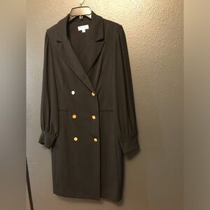 Black Double-Breasted Blazer Dress with Gold Buttons